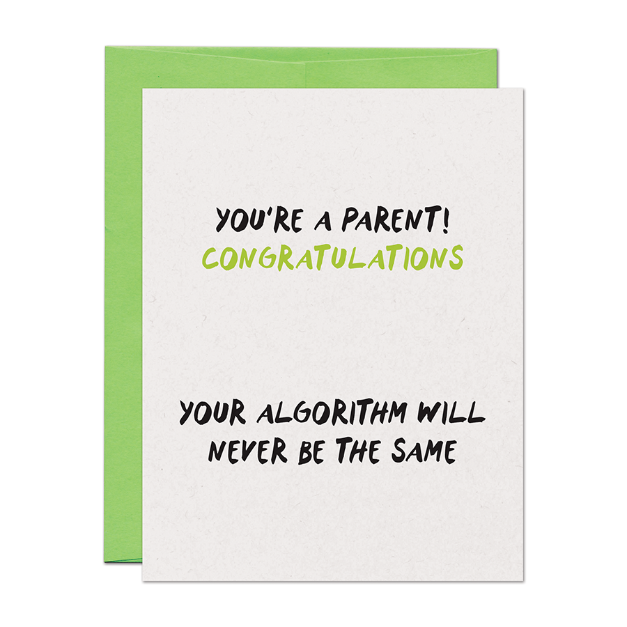 Baby Algorithm Baby Algorithm New Parent Congratulations Card – Warren Tales