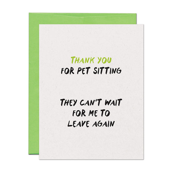 Leave Again Pet Sitting Thank You Card
