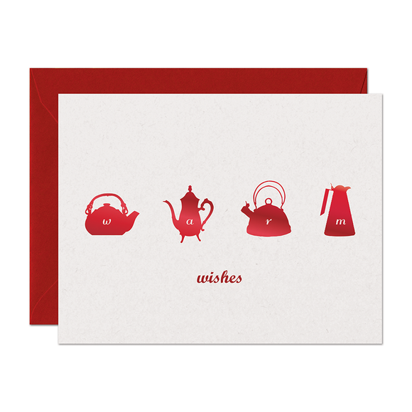 SALE - Warm Wishes Holiday Card (Metallic Red Foil)