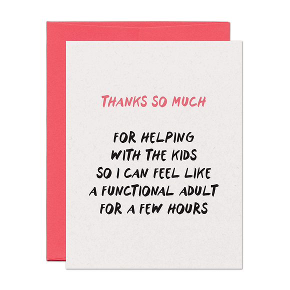 Functional Adult Thank You Card